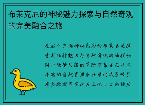 布莱克尼的神秘魅力探索与自然奇观的完美融合之旅